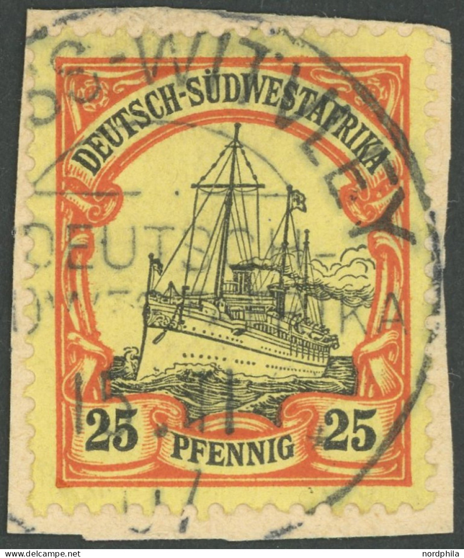 DSWA 15 BrfStk, GROSS-WITVLEY, 15.11.07, Auf Briefstück Mit 25 Pf., Pracht - German South West Africa