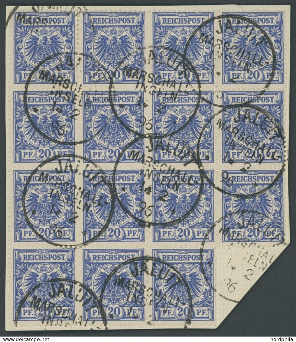 MARSHALL-INSELN V 48d BrfStk, 1896, 20 Pf. Violettultramarin Im 15er-Block Auf Leinenbriefstück, Stempel JALUIT 14.2.96, - Marshall Islands