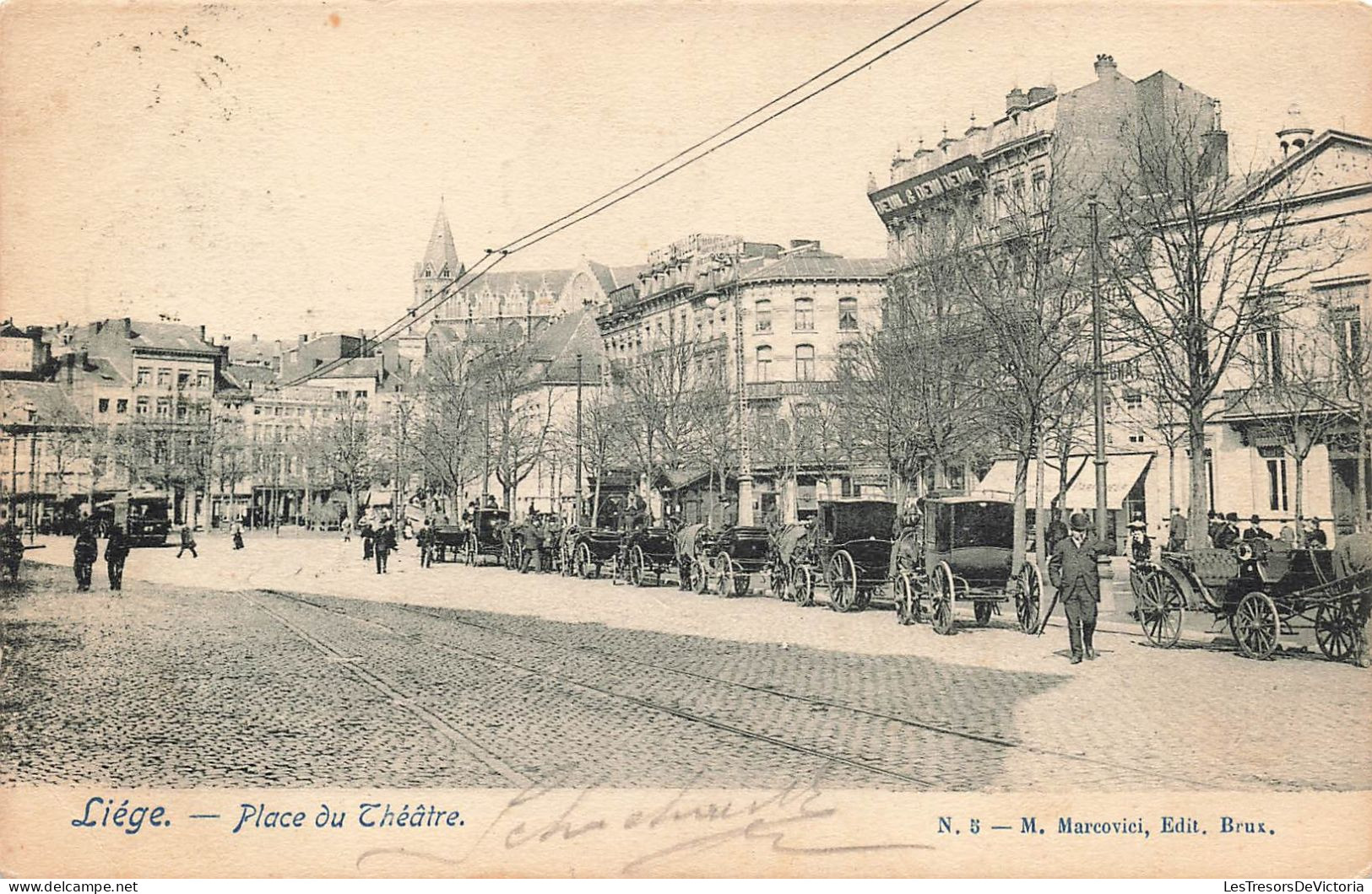 BELGIQUE - Liège - Place Du Théâtre - Animé - Carte Postale Ancienne - Liege