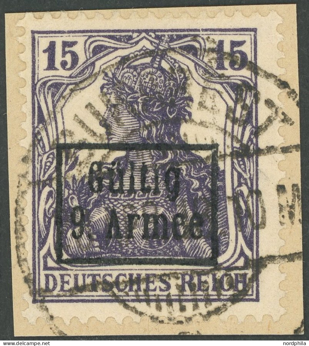 MV In RUMÄNIEN 2b BrfStk, 1918, 15 Pf. Dunkelviolett, Prachtbriefstück, Gepr. Wasels, Mi. 50.- - Besetzungen 1914-18