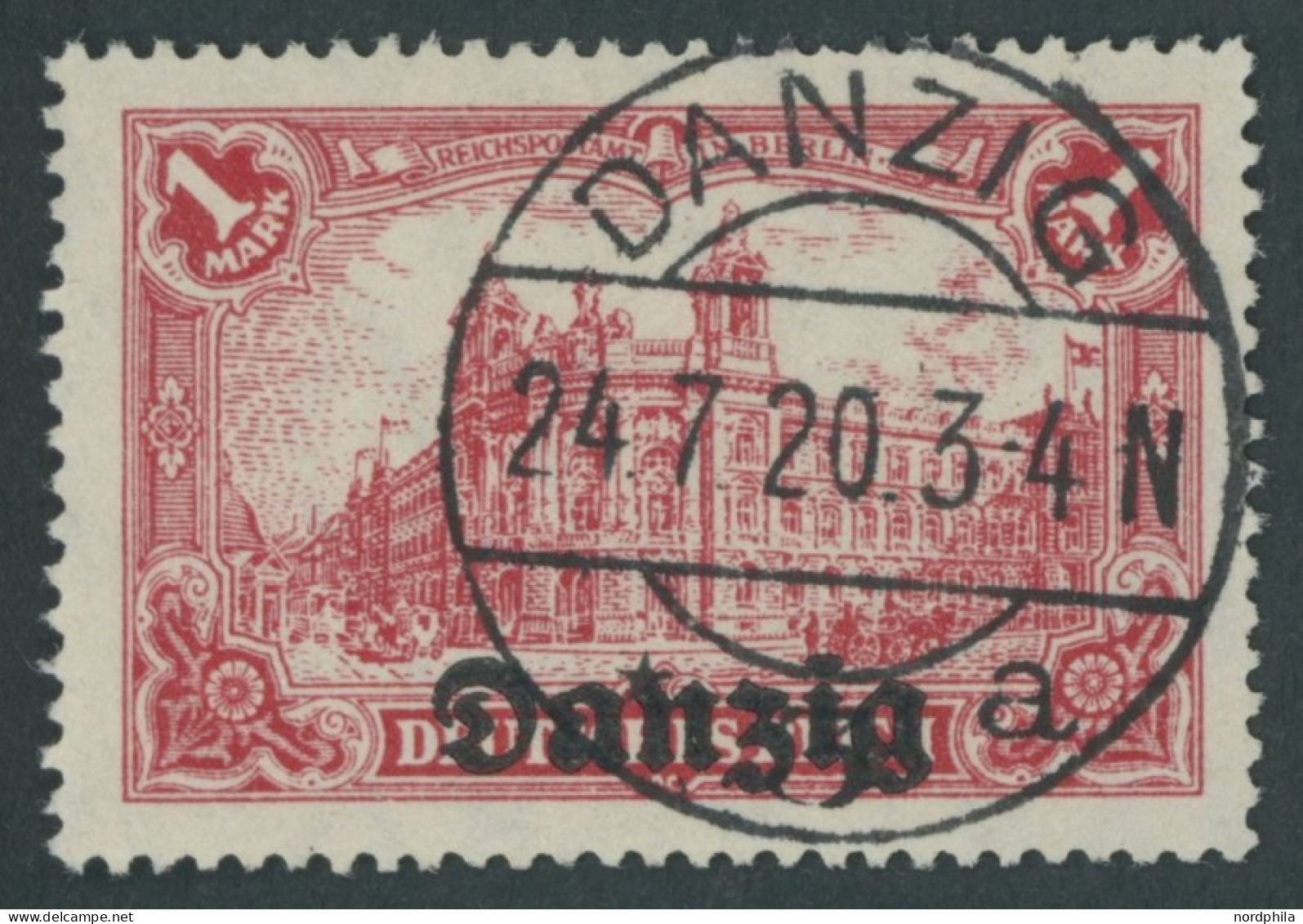 FREIE STADT DANZIG 8II O, 1920, 1 M. Rot Mit Plattenfehler Untere Hälfte Der Fahnenschnur Am Rechten Bildrand Fehlt, Zei - Andere & Zonder Classificatie