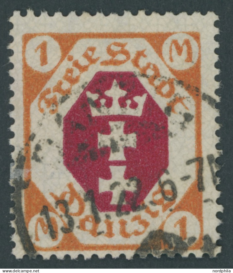 FREIE STADT DANZIG 83IV O, 1921, 1 M. Rötlichorange/karminrot Mit Abart N In Danzig Oben Gebrochen, Pracht, Gepr. Tworek - Andere & Zonder Classificatie