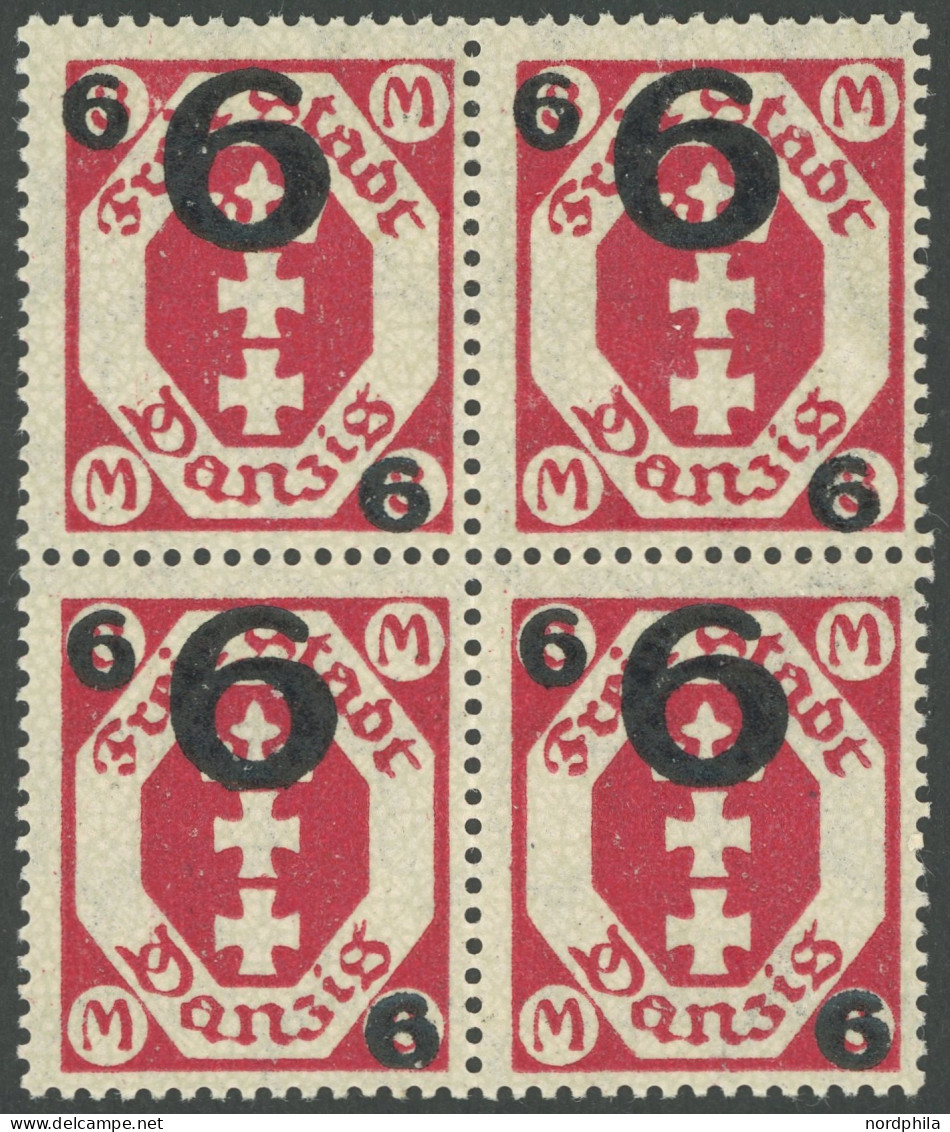 FREIE STADT DANZIG 106b VB , 1922, 6 Auf 3 M. Karminrot Im Viererblock, Postfrisch, Pracht, Mi. 60.- - Other & Unclassified