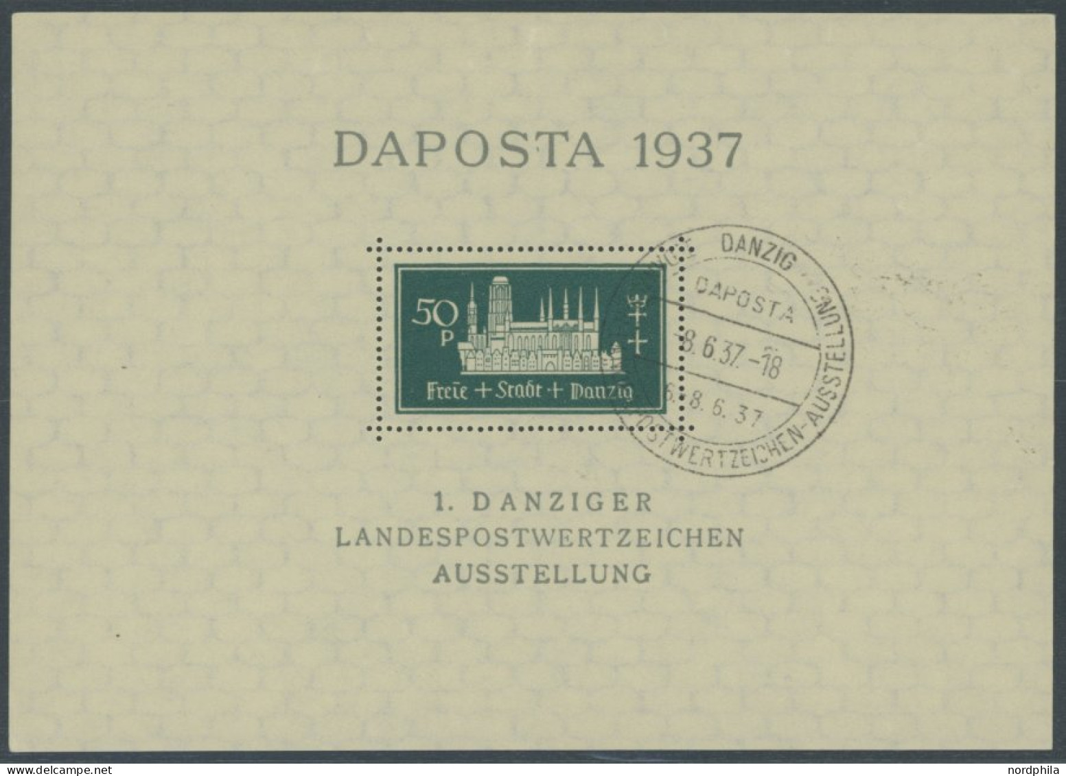 FREIE STADT DANZIG Bl. 1bIII O, 1937, Block DAPOSTA In Schwarzblau Mit Plattenfehler Strich Zwischen S Und T In DAPOSTA, - Andere & Zonder Classificatie