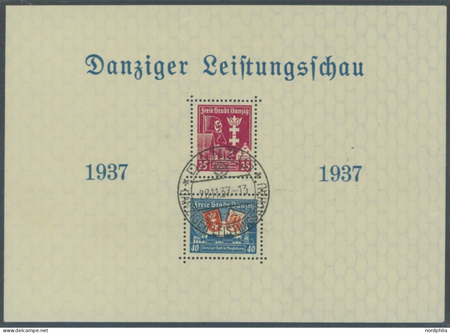 FREIE STADT DANZIG Bl. 3I O, 1937, Block Leistungsschau Mit Plattenfehler Rechter Bildrand Eingekerbt, Zeitgerechte Entw - Sonstige & Ohne Zuordnung