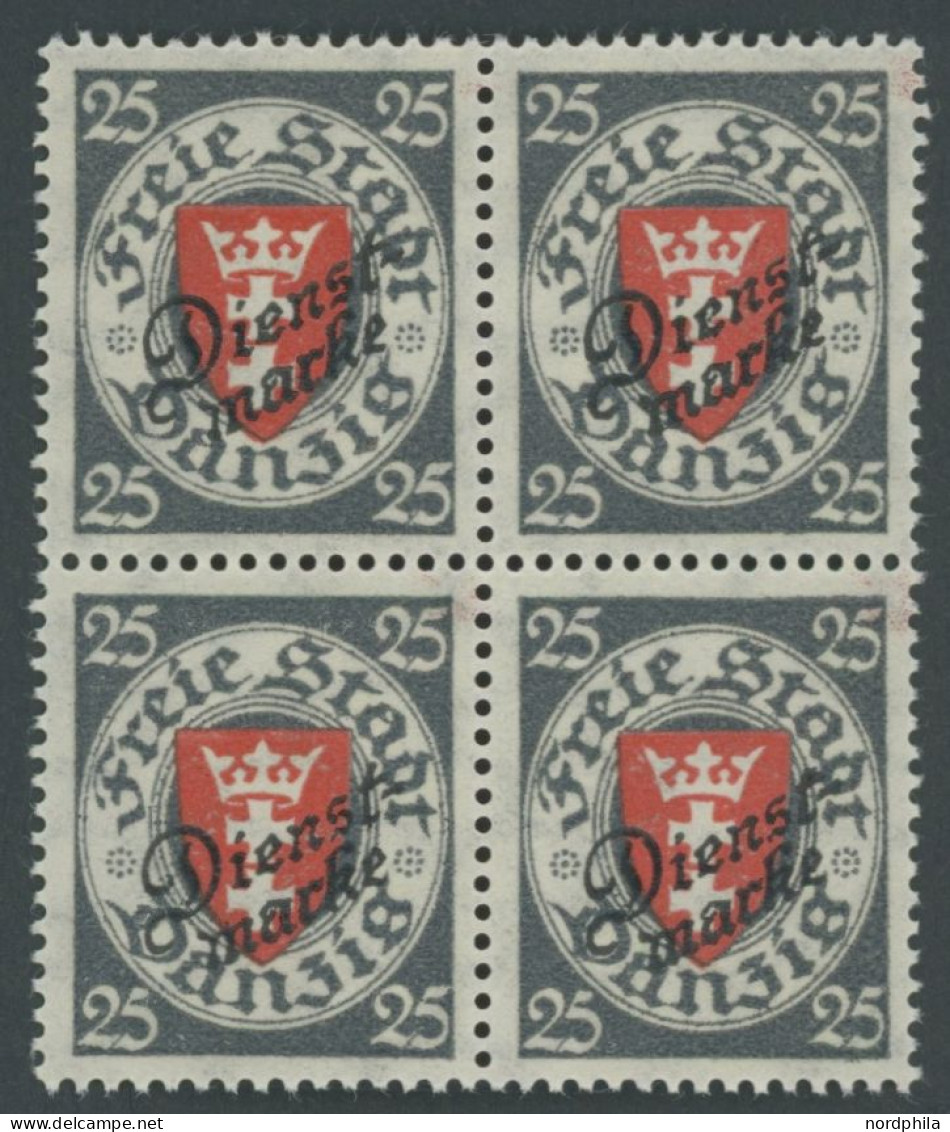 DIENSTMARKEN D 46a VB , 1924, 25 Pf. Dunkeltürkisgrau/lebhaftzinnoberrot Im Viererblock, Postfrisch, Pracht, Mi. 280.- - Other & Unclassified