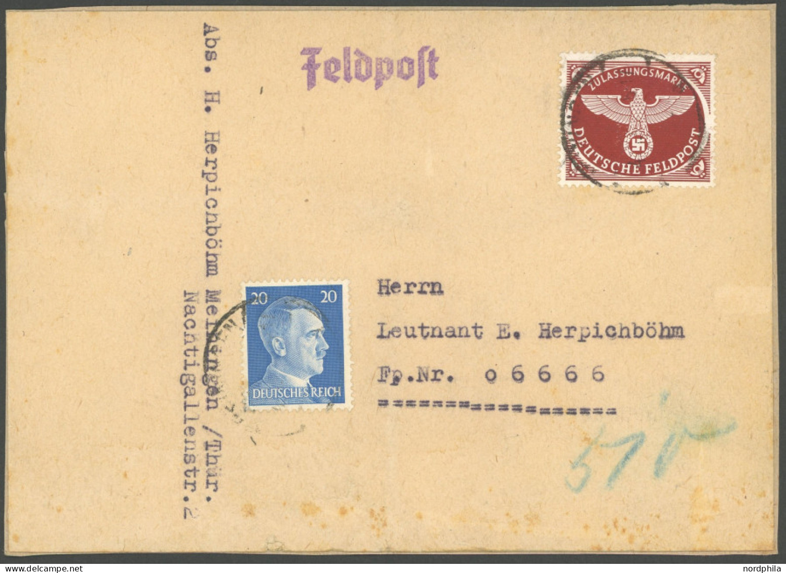 FELDPOSTMARKEN 2A BRIEF, 1942, Feldpostpäckchenmarke, Gezähnt, Auf Vollständiger Feldpost Päckchenadresse Mit 20 Pf. Fre - Bezetting 1938-45