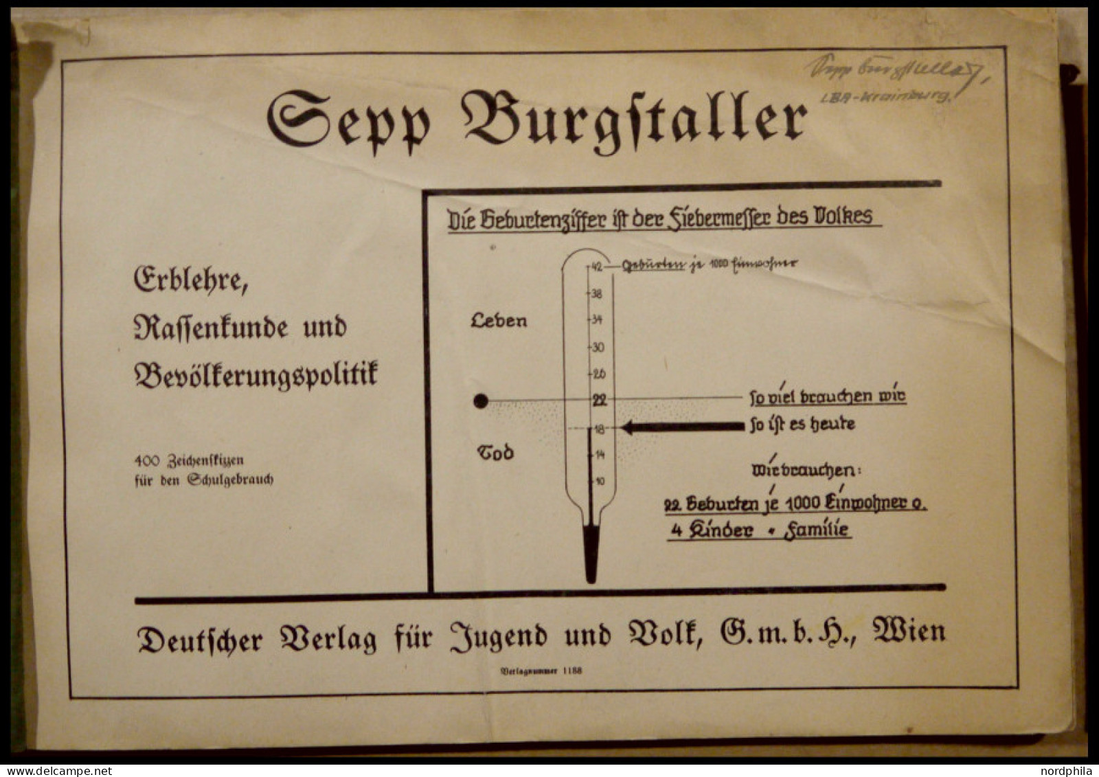 DT. GESCHICHTE/PROPAGANDA 1919-45 Erblehre, Rassenkunde Und Bevölkerungspolitik: 400 Zeichenskizzen F. D. Schulgebrauch, - Otros & Sin Clasificación