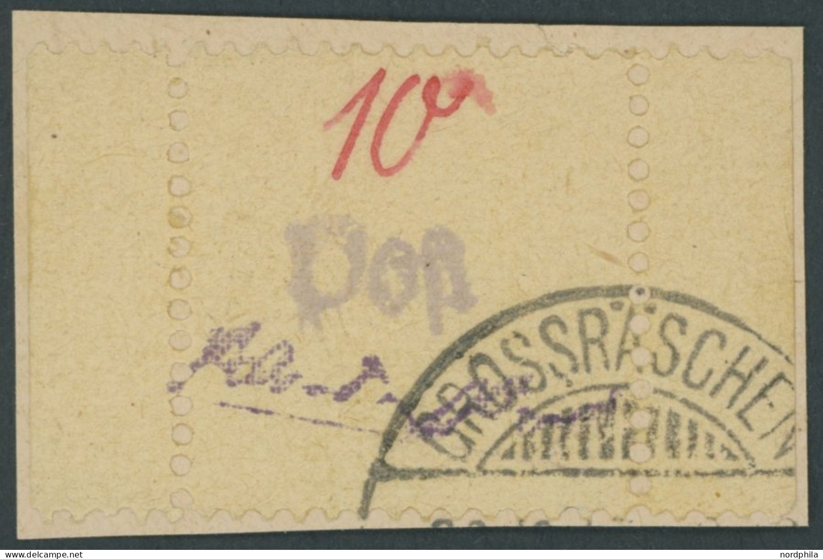 GROSSRÄSCHEN 6S BrfStk, 1946, 10 Pf. Gebührenmarke Aus Streifen Auf Briefstück, Stempeldatum Nicht Lesbar, Pracht, Mi. 4 - Autres & Non Classés