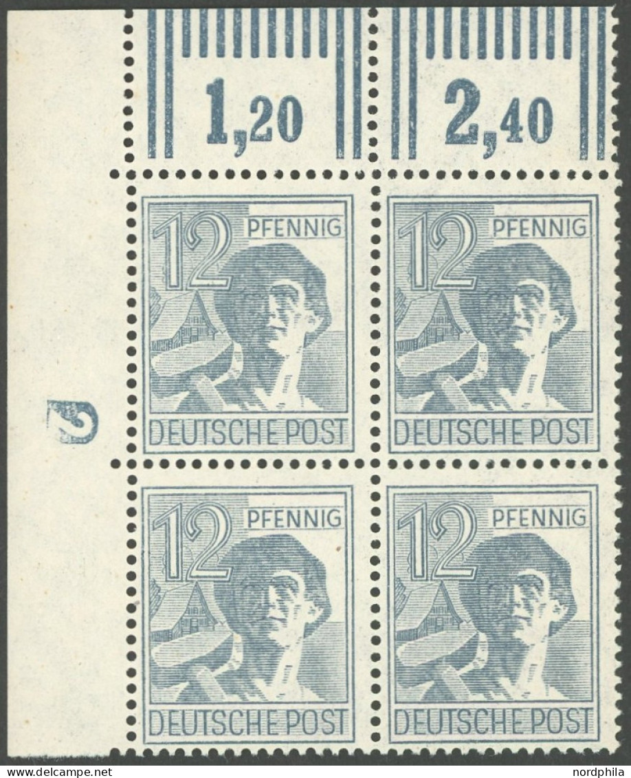 ALLIIERTE BES. 947DZ , 1947, 12 Pf. Dunkelgrautürkis, Obere Linke Bogenecke Mit Druckereizeichen 2, Postfrisch, Pracht - Other & Unclassified