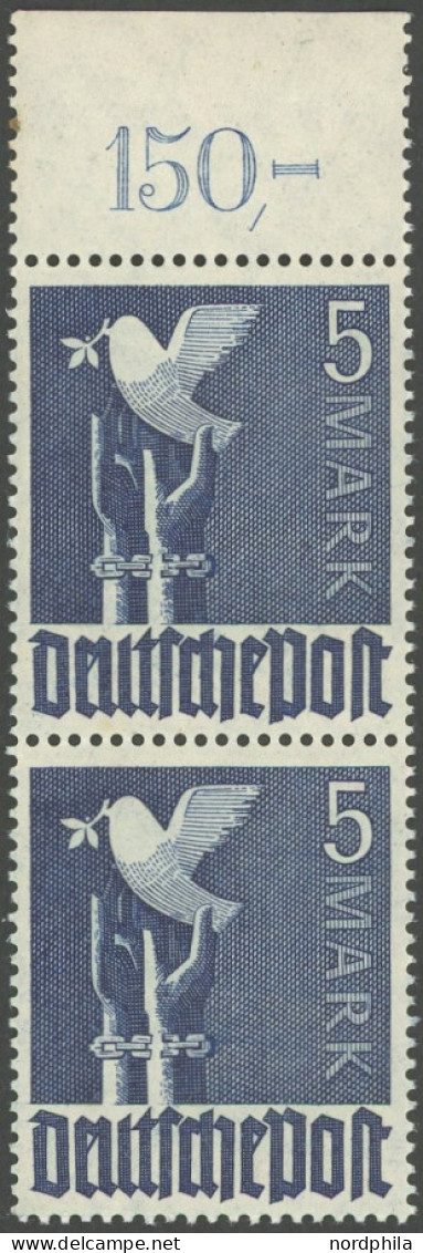 ALLIIERTE BES. 962c POR , 1948, 5 M. Schwärzlichultramarin, Oberrandstück, Durchgezähnt, Plattendruck, Postfrisch, Prach - Sonstige & Ohne Zuordnung