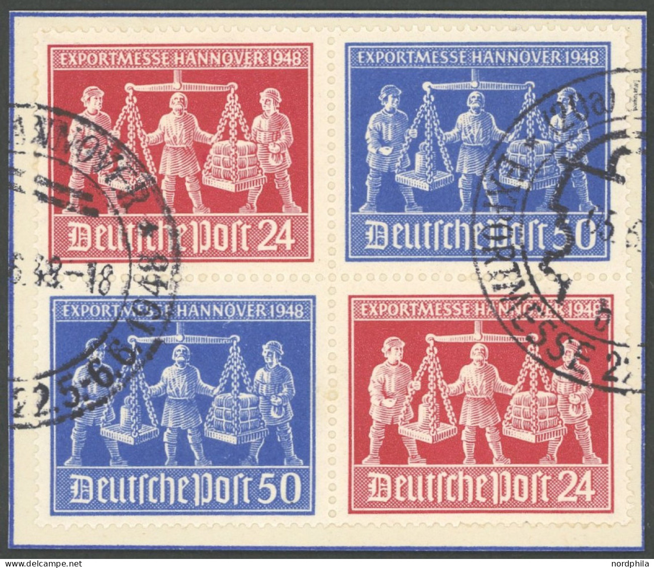 ALLIIERTE BES. VZd 2 BrfStk, 1948, Exportmesse Im Viererblock, Sonderstempel, Prachtbriefstück, Mi. 280.- - Otros & Sin Clasificación