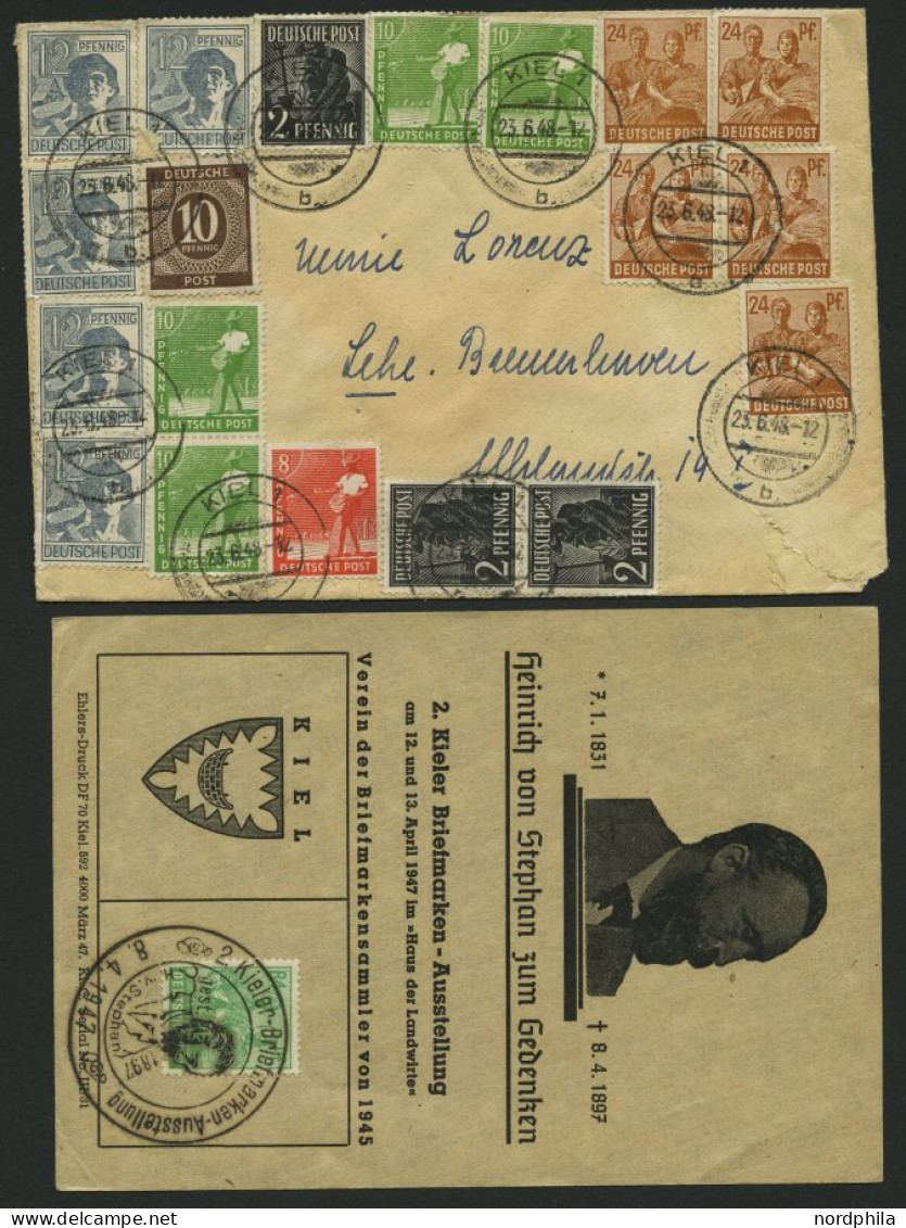 ALLIIERTE BES. 1945-49, Partie von 85 Belegen aus KIEL, dabei auch Ganzsachen, Sonderstempel und einige Besonderheiten, 