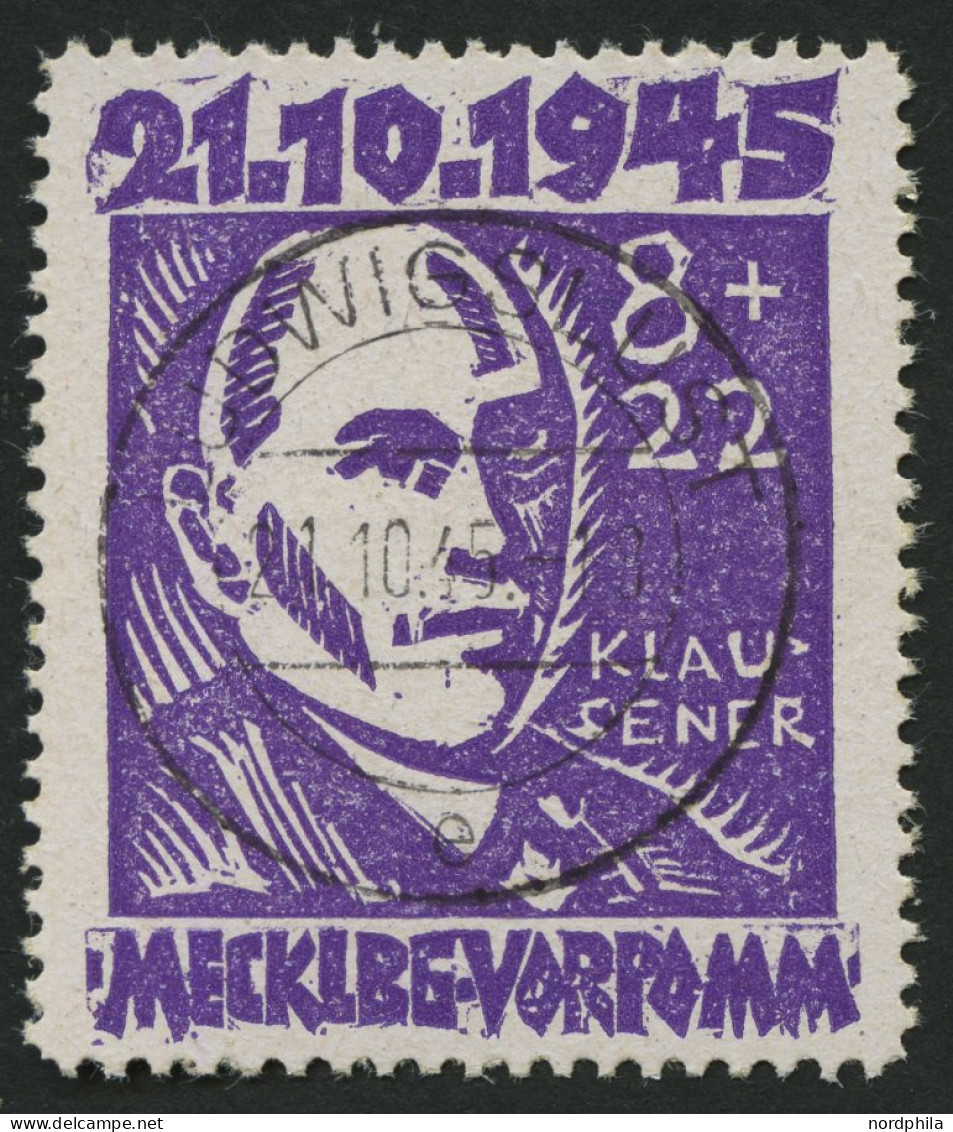 MECKLENBURG-VORPOMMERN 21 O, 1945, 8 Pf. Faschismus, Pracht, Gepr. Kramp, Mi. 80.- - Autres & Non Classés