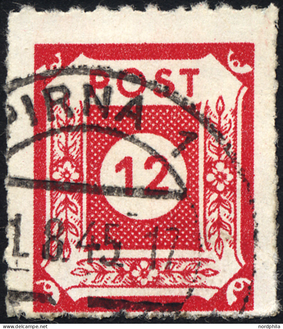 OST-SACHSEN 46aH O, 1945, 12 Pf. Rot Pirna, Pracht, Gepr. Ströh, Mi. 120.- - Sonstige & Ohne Zuordnung