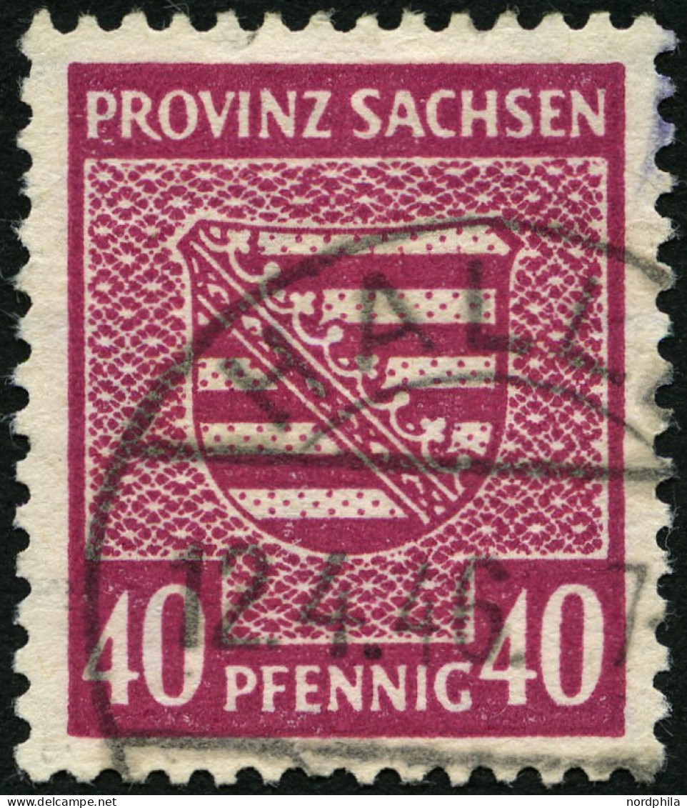 PROVINZ SACHSEN 84Yc O, 1945, 40 Pf. Dunkelbräunlichlila, Wz. 1Y, üblich Gezähnt Pracht, Gepr. Ströh, Mi. 110.- - Otros & Sin Clasificación