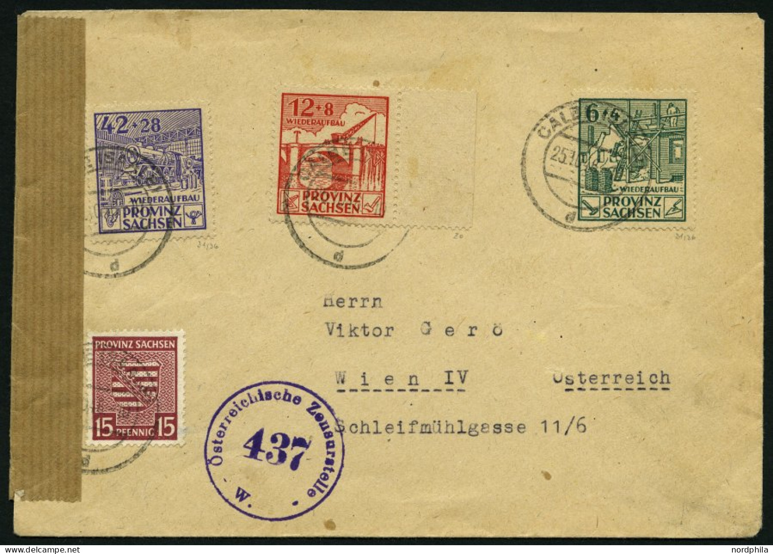 PROVINZ SACHSEN 87-89A BRIEF, 1946, Wiederaufbau, Gezähnt, Mit Zusatzfrankatur Auf Portogerechtem Zensurbrief Von CALBE  - Sonstige & Ohne Zuordnung