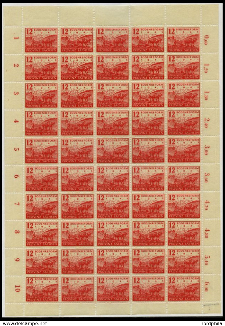 PROVINZ SACHSEN 90/1Y , 1946, Bodenreform Auf Zigarettenpaier Mit Kopfstehendem Wz. Im Bogensatz (50), Pracht, Mi. 1000. - Other & Unclassified