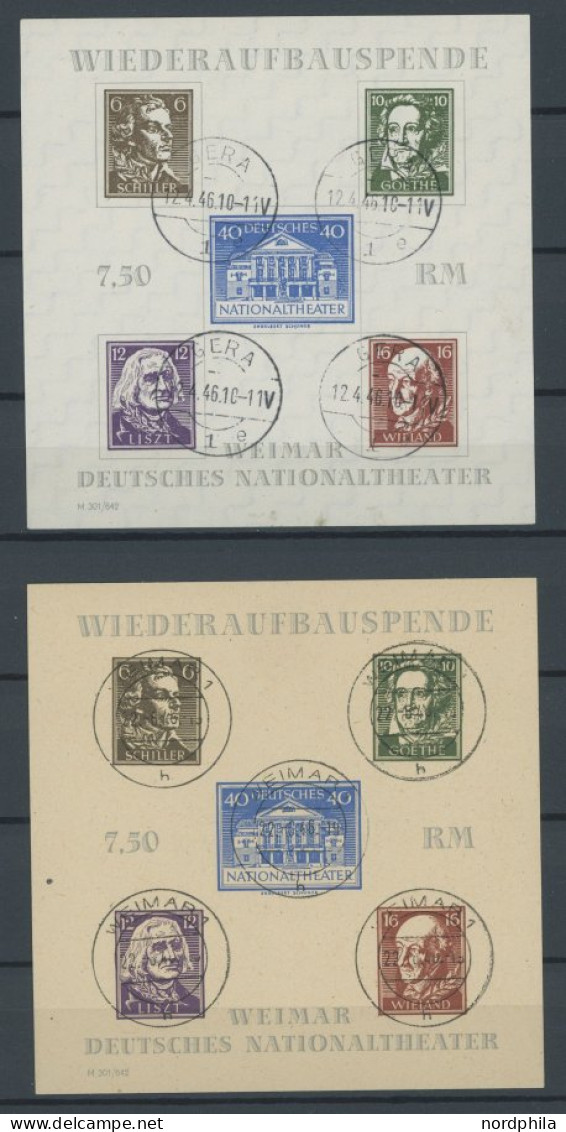 THÜRINGEN Bl. 3A/B O, 1946, Blockpaar Nationaltheater, Feinst, Mi. 300.- - Other & Unclassified