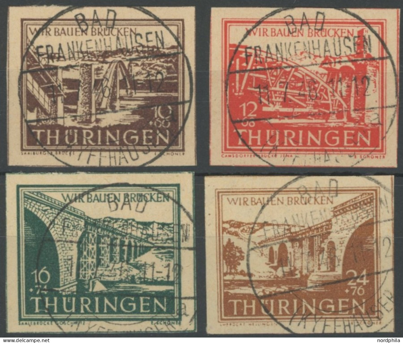 THÜRINGEN 112-15cy O, 1946, Wiederaufbau, Dabei 24 Pf. In Mittelrötlichbraun, Alle Mit Stempel BAD FRANKENHAUSEN KYFFHAU - Other & Unclassified