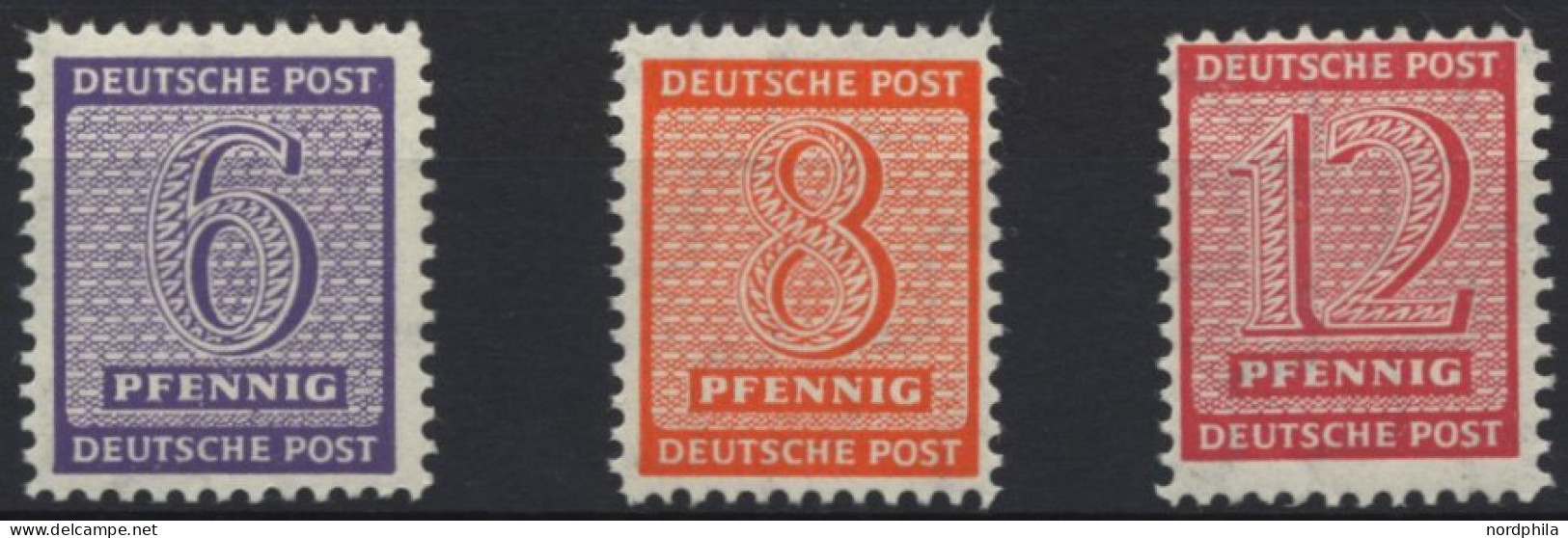 WEST-SACHSEN 117-19BX , 1945, 6 - 12 Pf. Roßwein, Gezähnt L 111/4-111/2, Wz. 1X, 3 Prachtwerte, Gepr. Ströh/Dr. Jasch, M - Andere & Zonder Classificatie