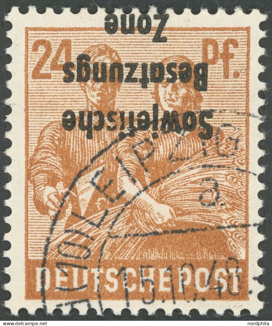 ALLGEMEINE-AUSGABEN 190K O, 1948, 24 Pf. Braunorange, Kopfstehender Aufdruck, Pracht, Mi. 80.- - Sonstige & Ohne Zuordnung