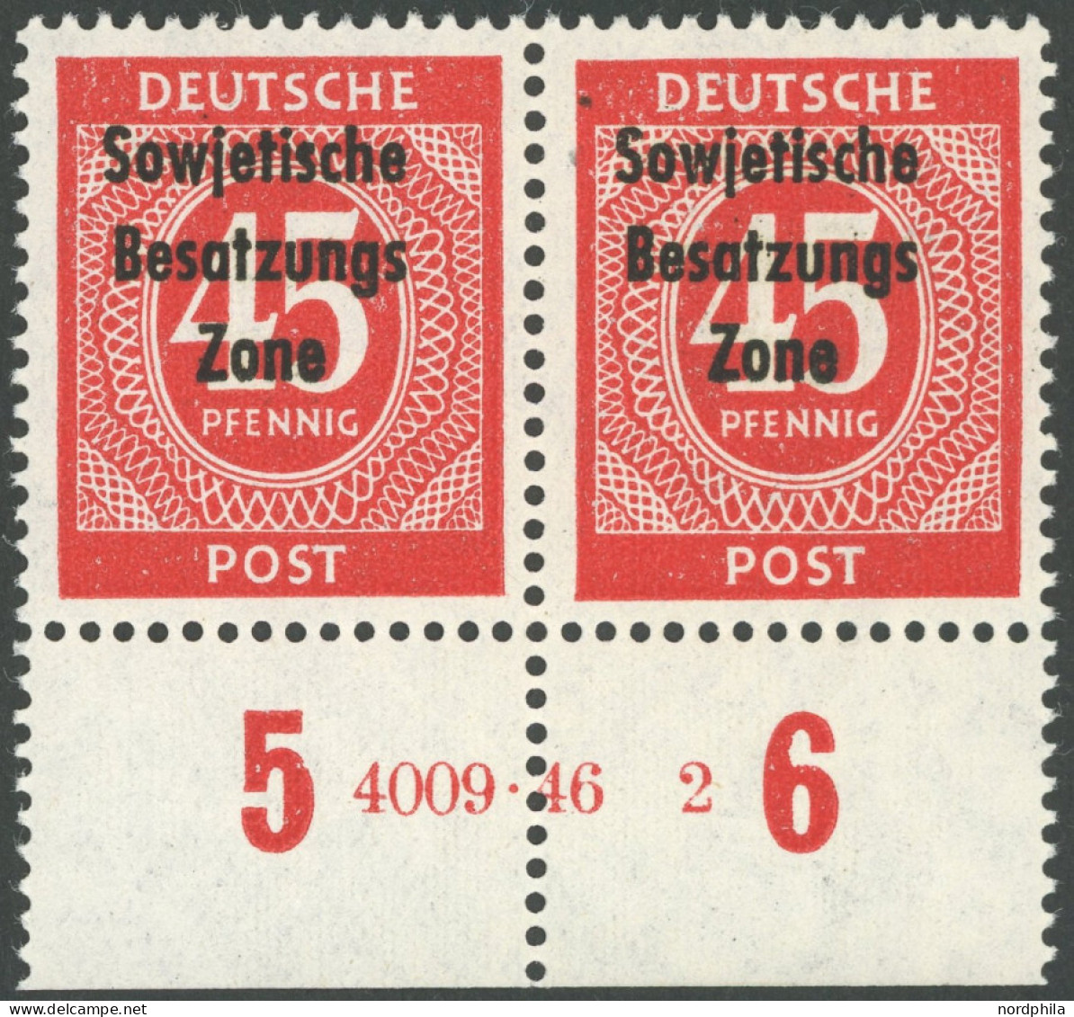 ALLGEMEINE-AUSGABEN 209HAN , 1948, 45 Pf. Lebhaftrot Mit HAN 4009.46 2, Postfrisch, Pracht - Other & Unclassified