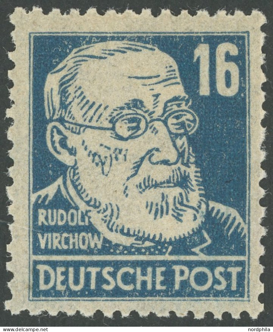 ALLGEMEINE-AUSGABEN 218ay , 1948, 16 Pf. Preußischblau Virchow, Senkrechte Borkengummierung, Postfrisch, Pacht, Mi. 100. - Autres & Non Classés