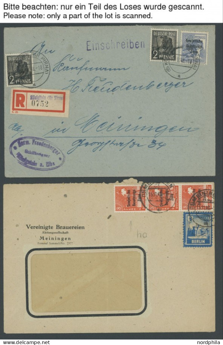 SAMMLUNGEN, LOTS 182-97 BRIEF, 1948/50, SBZ Maschinenaufdruck, 55 Meist Verschiedene Belege, Einige Bessere, überwiegend - Autres & Non Classés