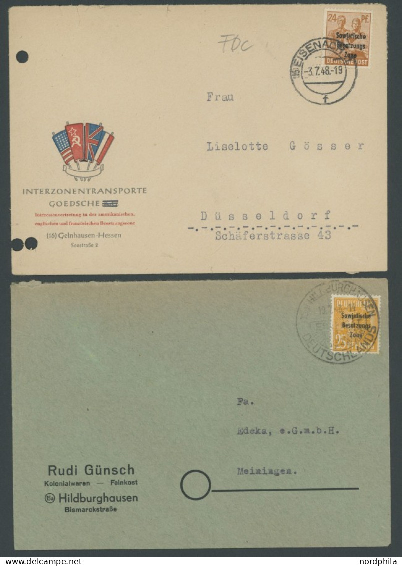 SAMMLUNGEN, LOTS 182-97 BRIEF, 1948/50, SBZ Maschinenaufdruck, 55 Meist Verschiedene Belege, Einige Bessere, überwiegend - Otros & Sin Clasificación