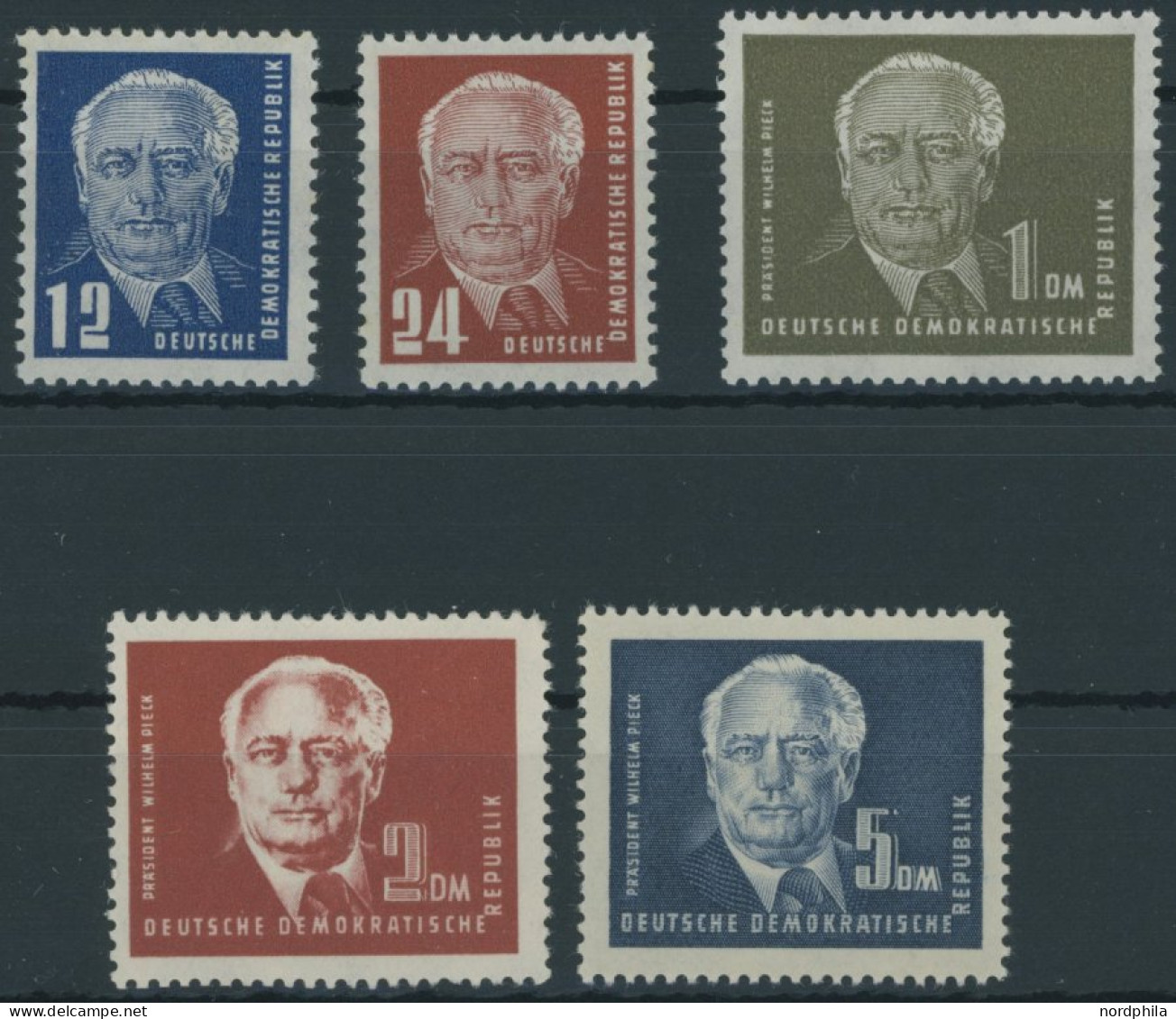 DDR 251-55 , 1950, Pieck, Wz. 1, Postfrischer Prachtsatz, Mi. 130.- - Autres & Non Classés