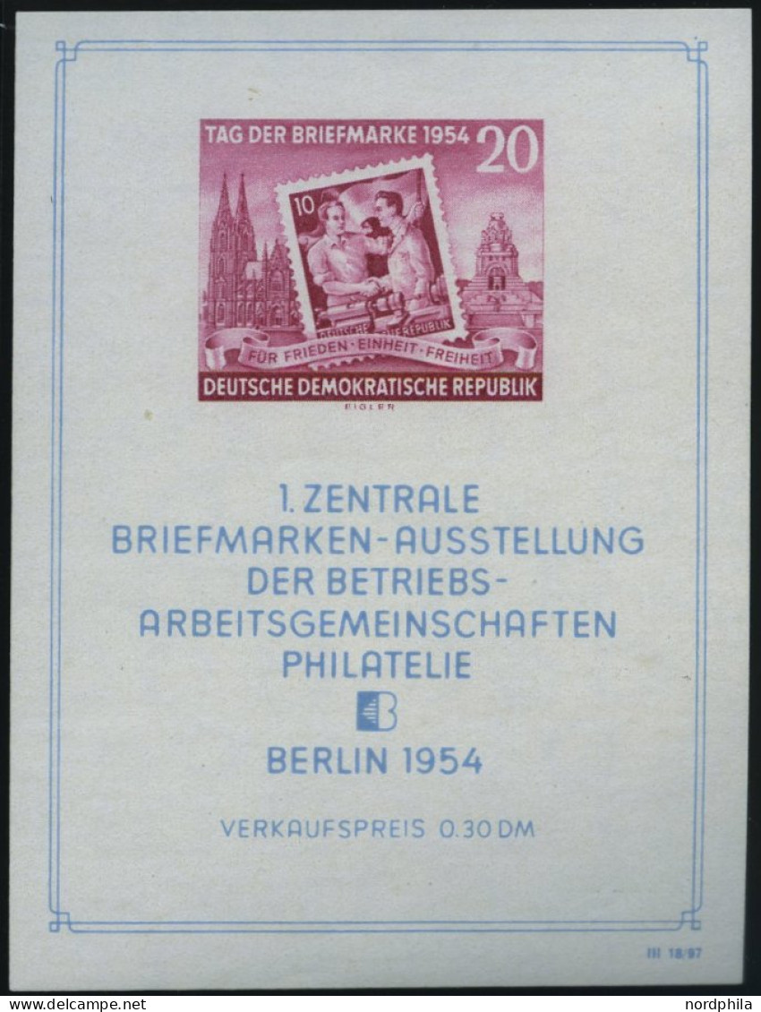 DDR Bl. 10III , 1954, Block Briefmarken-Ausstellung Mit Abart Punkt über Rechtem Oberem Block-Einfassungsornament, Prach - Sonstige & Ohne Zuordnung