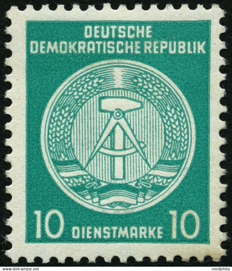 DIENSTMARKEN A D 19IIXII , 1954, 10 Pf. Bläulichgrün, Type II, Wz. 2XII, Falzrest, Pracht - Andere & Zonder Classificatie