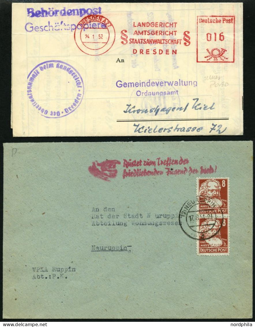 DIENSTMARKEN A Vorläufer: 1948 - ca. 1956, interessante Partie von über 100 Belegen Behördenpost, Fundgrube, besichtigen