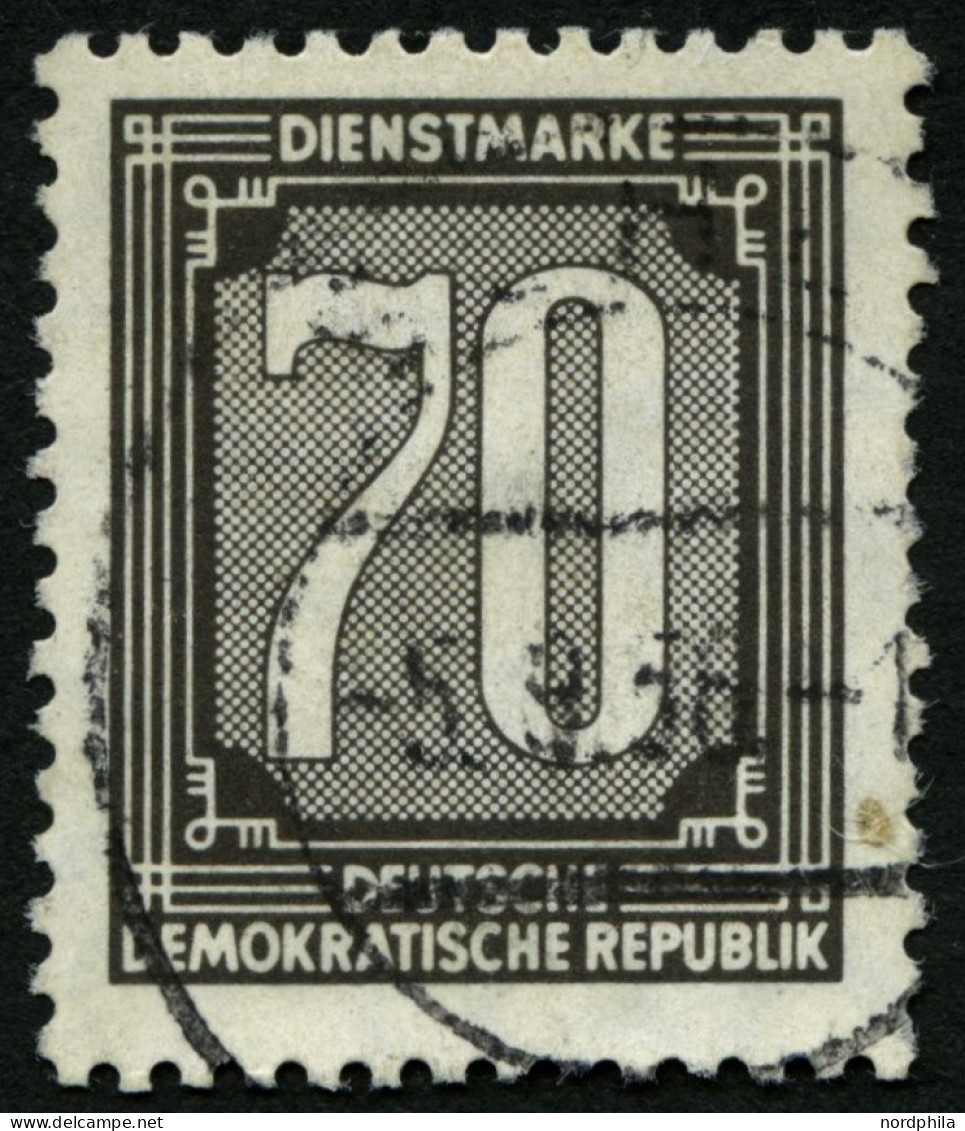 DIENSTMARKEN B D 5XI O, 1956, 70 Pf. Schwärzlichgrau, Stempel SUHL, üblich Gezähnt Pracht, Gepr. Jahn, Mi. 150.- - Autres & Non Classés