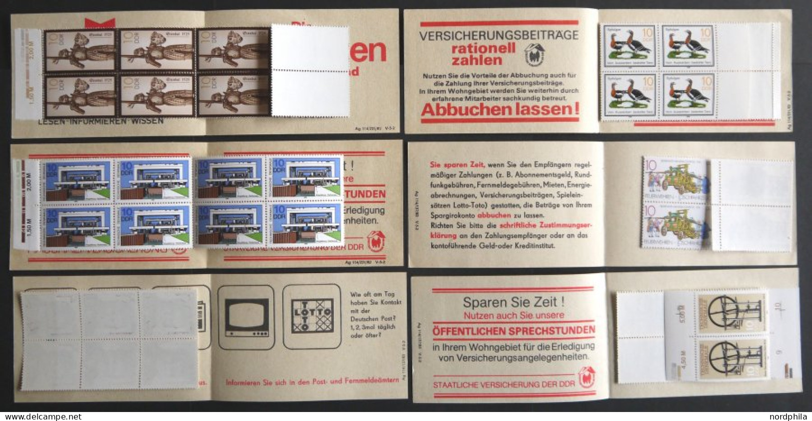 ZUSAMMENDRUCKE SMHD 11 , 1982, Markenheftchen Selbstbedienung - Postsymbole, 6 Verschiedene Heftchen (ab,ac,ad,cb,cd,cf) - Zusammendrucke