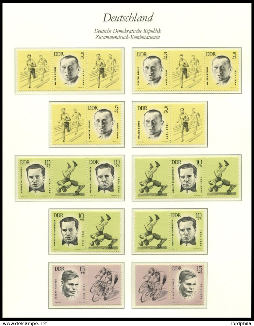 ZUSAMMENDRUCKE , Postfrische Sammlung Zusammendrucke DDR Von 1959-90 In 3 Borek Falzlosalben Mit Guten Mittleren Ausgabe - Se-Tenant