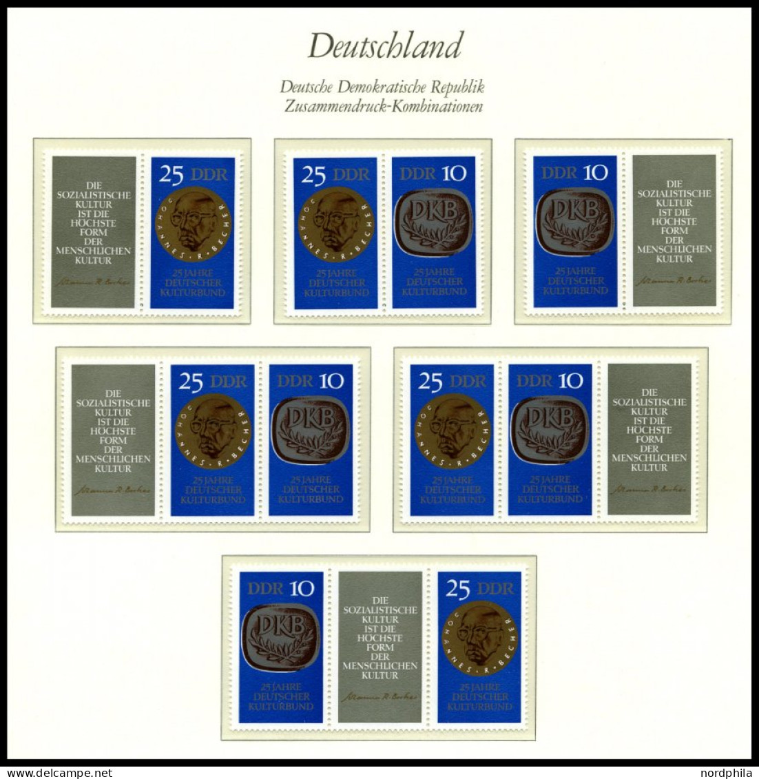 ZUSAMMENDRUCKE , postfrische Sammlung Zusammendrucke DDR von 1959-90 in 3 Borek Falzlosalben mit guten mittleren Ausgabe