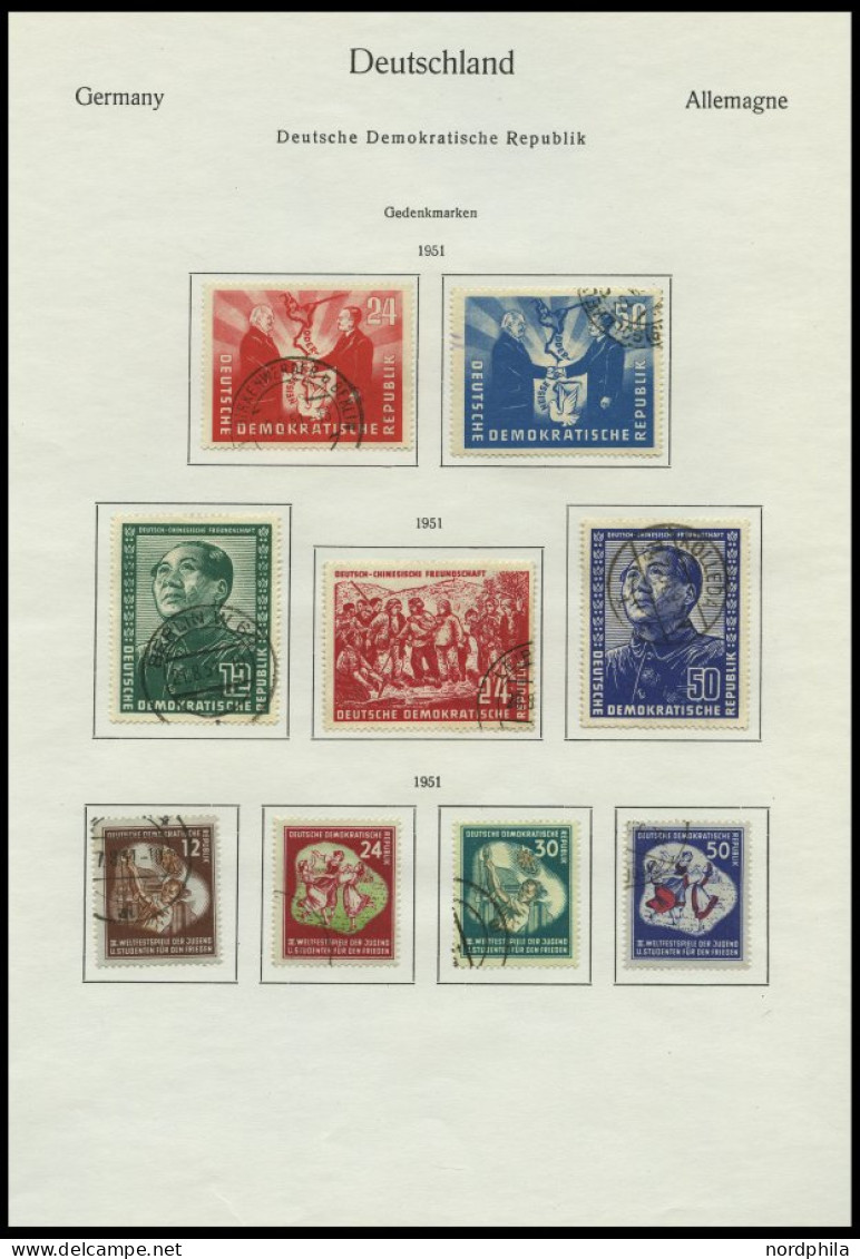 SAMMLUNGEN O, Gestempelter Sammlungsteil DDR Von 1949-55, Bis Auf Block 7,8/9 Und 13 Sowie Mi.Nr. 327-41 Komplett, Feins - Collections