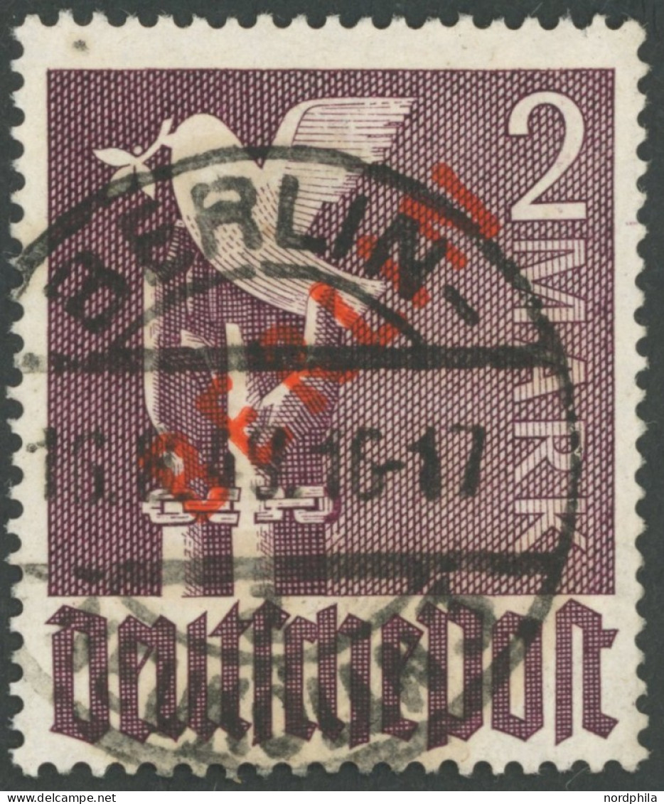 BERLIN 34 O, 1949, 2 M. Rotaufdruck, Normale Zähnung, Pracht, Gepr. D. Schlegel, Mi. 280.- - Andere & Zonder Classificatie