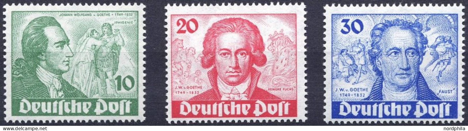 BERLIN 61-63 , 1949, Goethe, Prachtsatz, Mi. 320.- - Unused Stamps