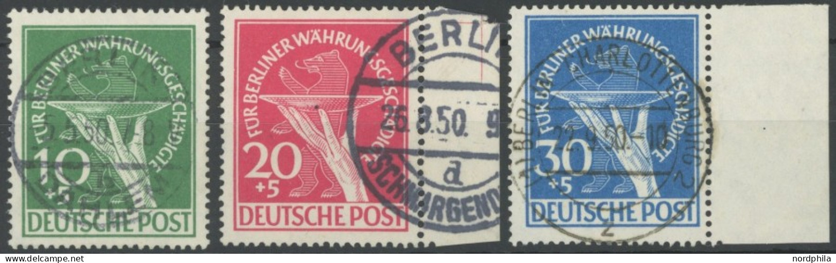 BERLIN 68-70 O, 1949, Währungsgeschädigte, Prachtsatz, Gepr. D. Schlegel, Mi. 600.- - Andere & Zonder Classificatie