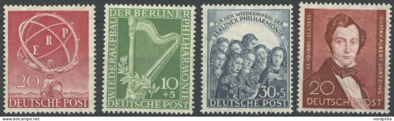 BERLIN 71-74 , 1950/1, ERP, Philharmonie,Lortzing, Falzrest, 4 Prachtwerte, Mi. 112.- - Otros & Sin Clasificación