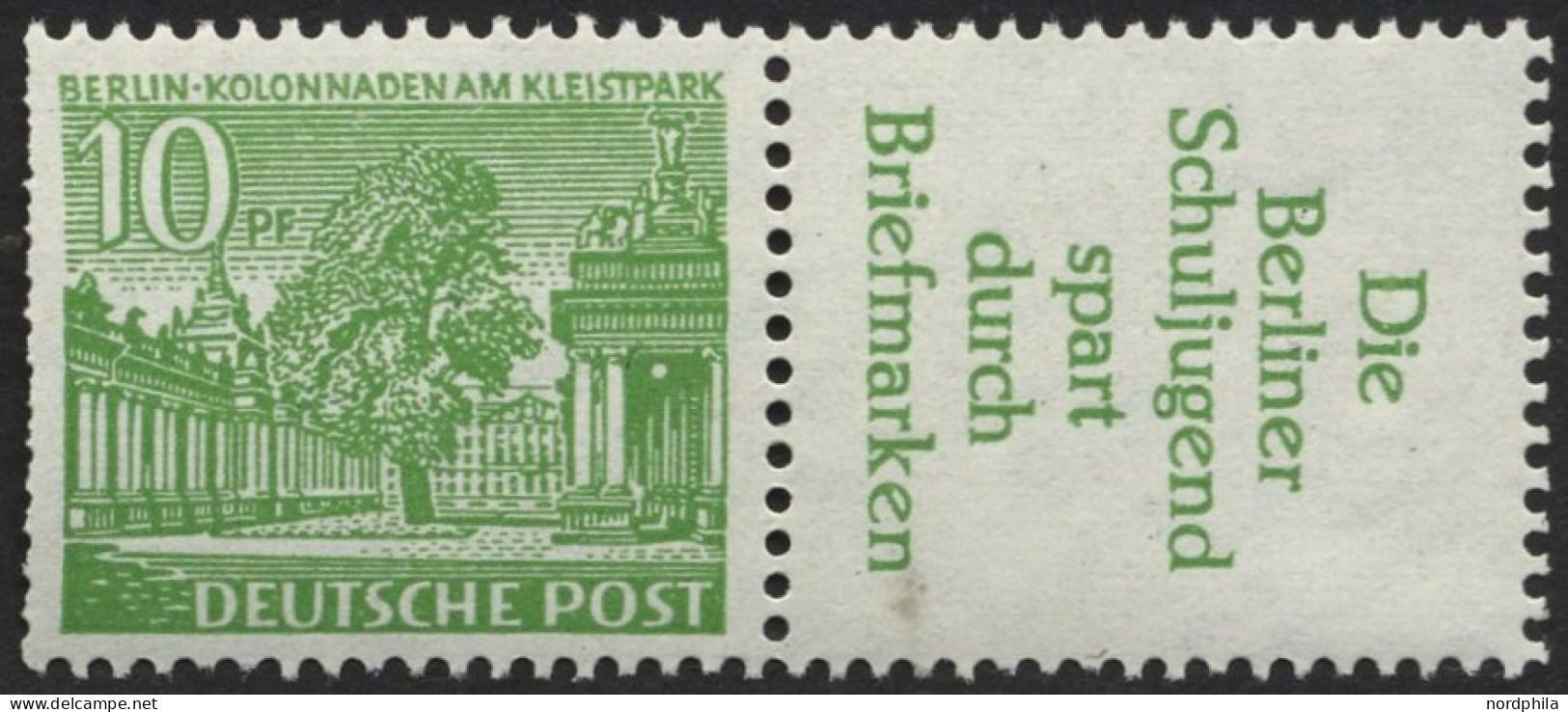 ZUSAMMENDRUCKE W 21 , 1952, Bauten 10 + R3, Links Starke Heftchenzähnung Sonst Pracht, Mi. 90.- - Zusammendrucke