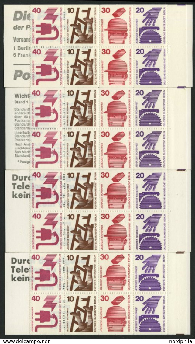 MARKENHEFTCHEN MH 9b,cI,dI,dII , 1974/6, 4 Markenheftchen Unfallverhütung, Pracht, Mi. 104.- - Se-Tenant
