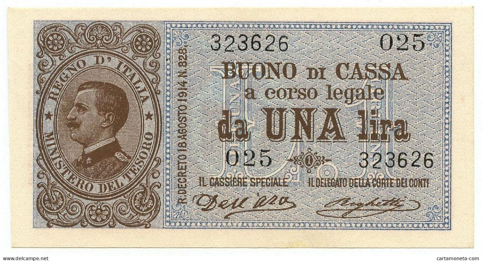 1 LIRA BUONO DI CASSA EFFIGE VITTORIO EMANUELE III 02/09/1914 QFDS - Otros
