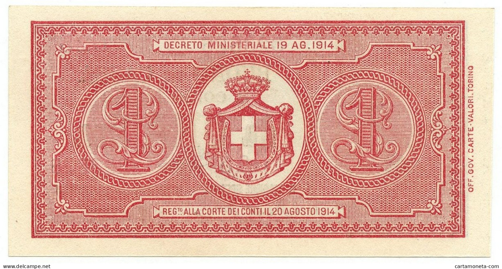 1 LIRA BUONO DI CASSA EFFIGE VITTORIO EMANUELE III 02/09/1914 QFDS - Sonstige