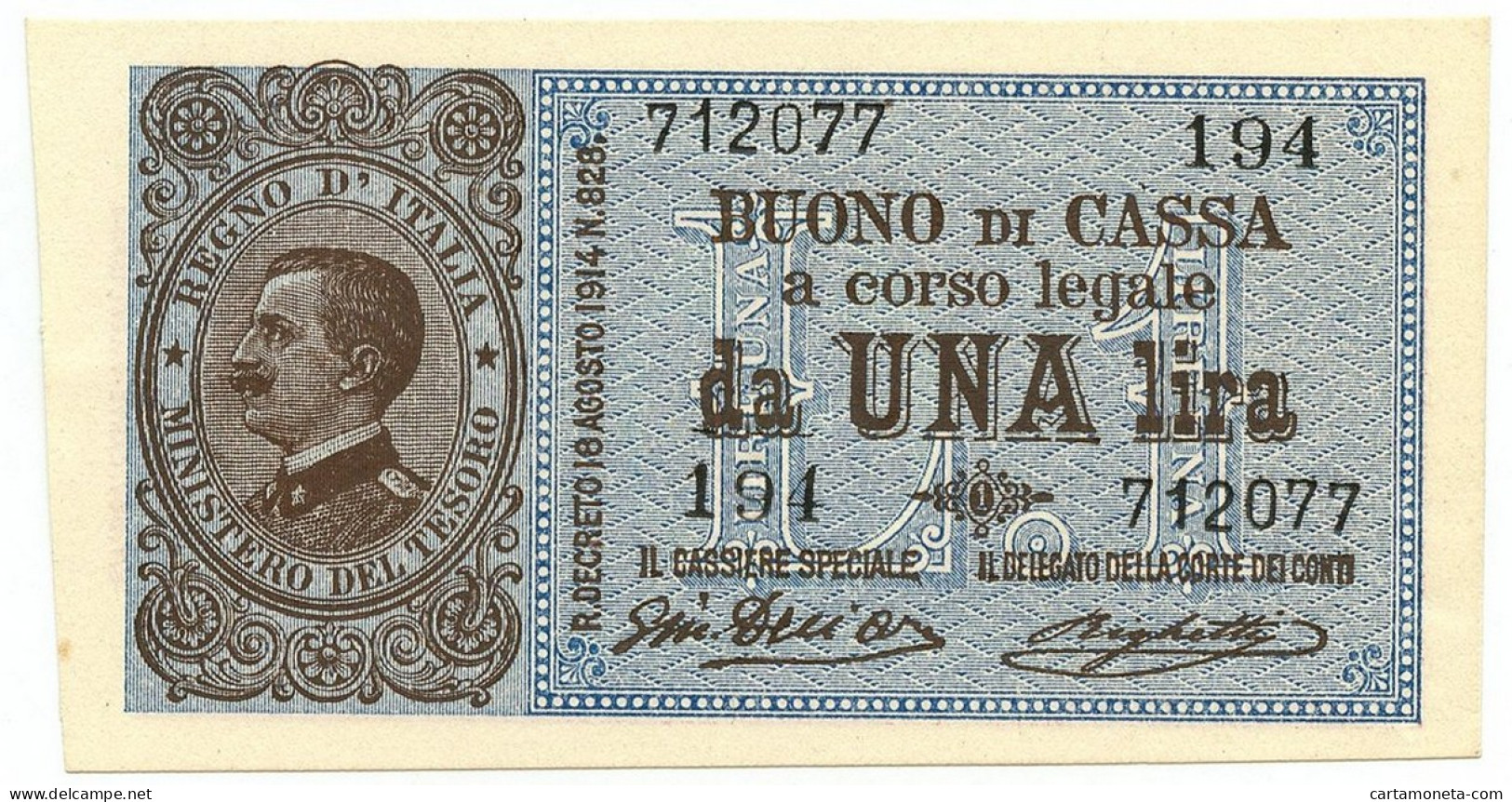 1 LIRA BUONO DI CASSA EFFIGE VITTORIO EMANUELE III 28/12/1917 SUP - Regno D'Italia - Altri