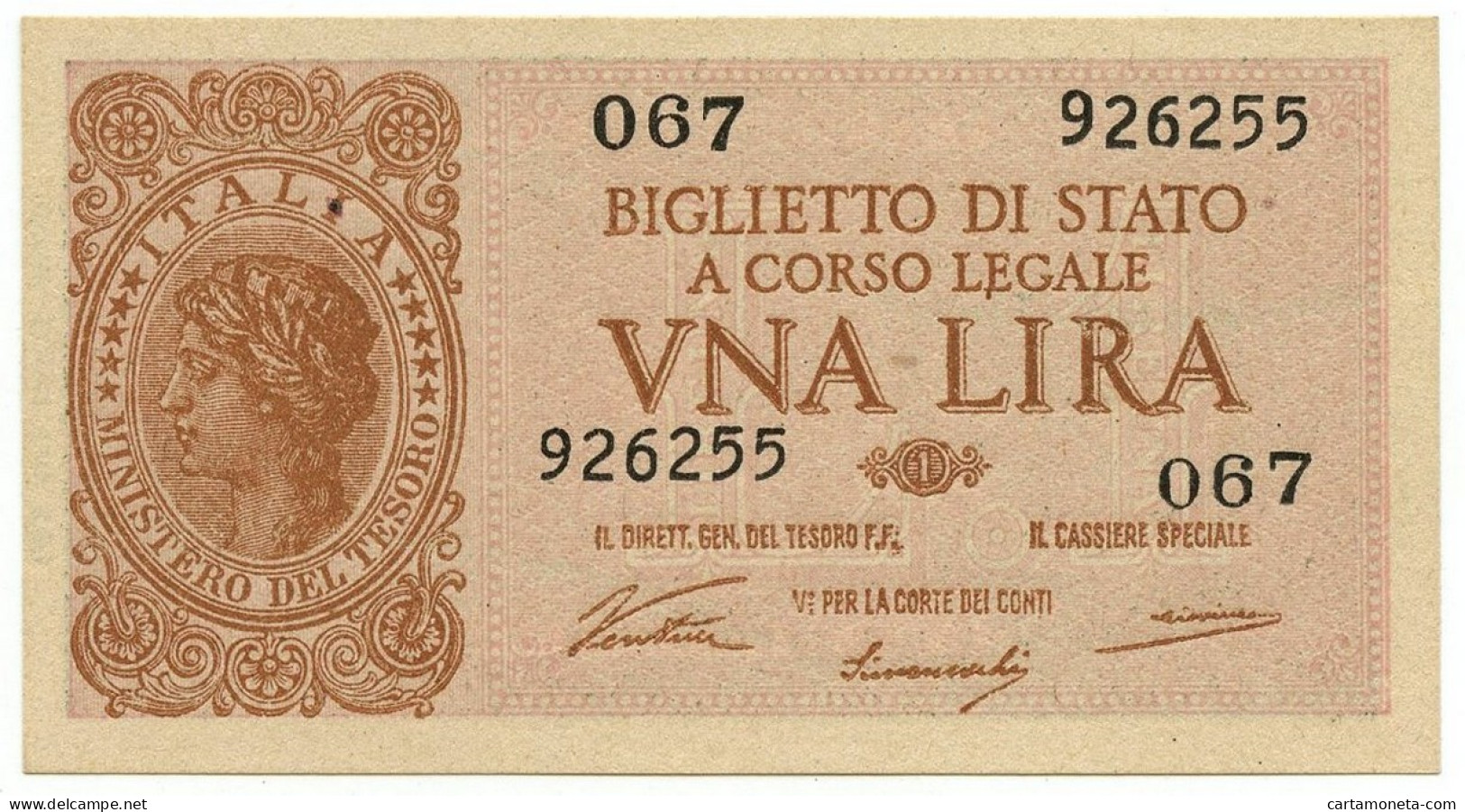 1 LIRA BIGLIETTO DI STATO LUOGOTENENZA UMBERTO VENTURA 23/11/1944 FDS - Regno D'Italia - Altri