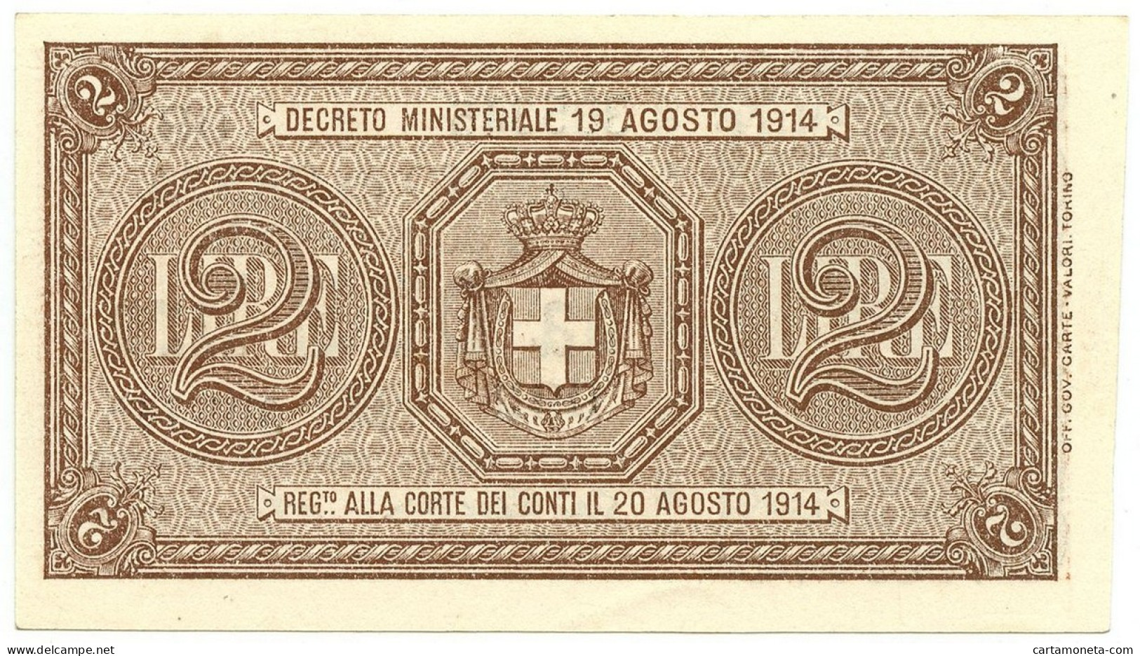 2 LIRE BUONO DI CASSA EFFIGE VITTORIO EMANUELE III 28/12/1917 QFDS - Regno D'Italia - Altri